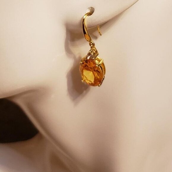 NWOT Nadri  Gold Sterling Silver Crystal Pendent earrings Cubic Zirconia stones - Picture 4 of 4